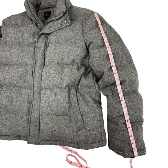 Saks Fifth Avenue Down Puffer Jacket Men XL Black Gray Tweed Zip Snap - Picture 10 of 14